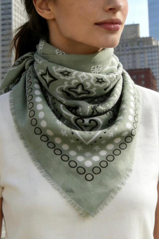 Foulards Accessoires Beige LINETA 46735-K9 FOULARD GRAND CARRÉ 110*110 MOTIF BANDANA  Efashion Paris