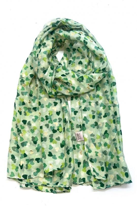 Foulards Accessoires Rouge LINETA LN-105 Foulard imprimé motif coeur avec dorure Efashion Paris