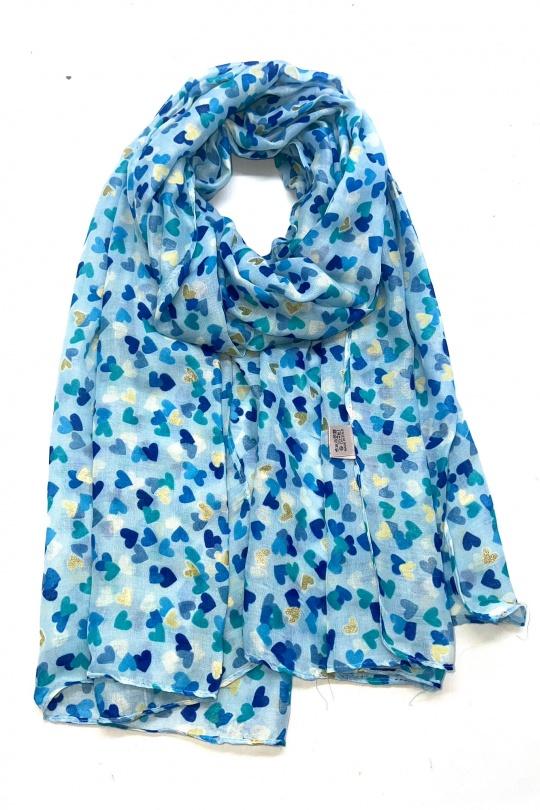 Foulards Accessoires Rouge LINETA LN-105 Foulard imprimé motif coeur avec dorure Efashion Paris