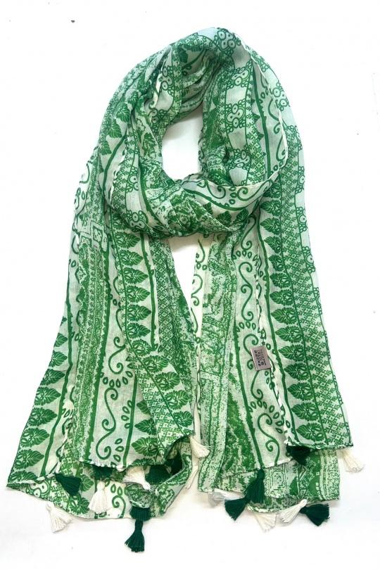 Fulares Complementos Black LINETA LN-106 FOULARD IMPRIMÉ MOTIF AVEC POMPON Efashion Paris