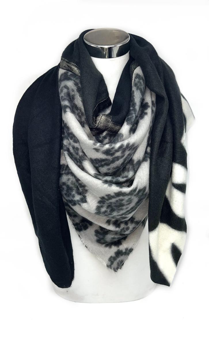 Foulards Accessoires Noir LINETA 4 EN 1-3 ECHARPE PREMIUM GRAND CARRÉ 4 EN 1   #c Efashion Paris