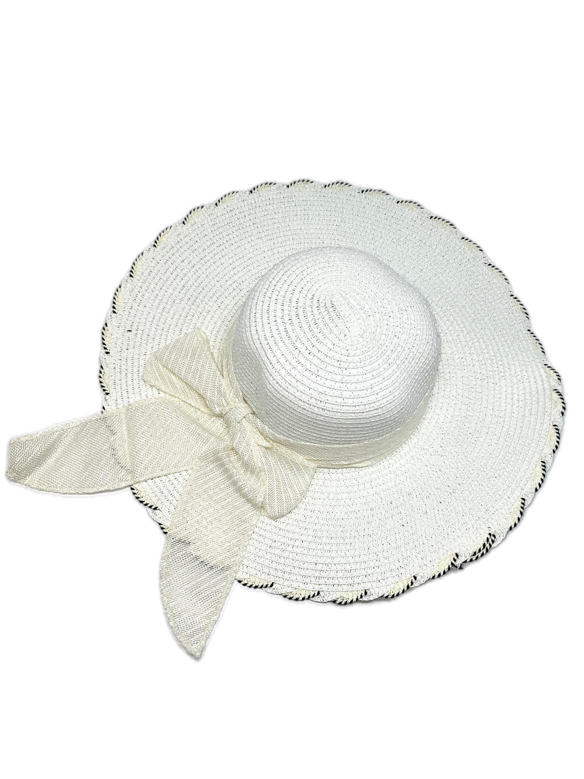 Chapeaux Accessoires Blanc LINETA MA-5 CHAPEAU DE SOLEIL AVEC FINITION RUBAN  #c Efashion Paris