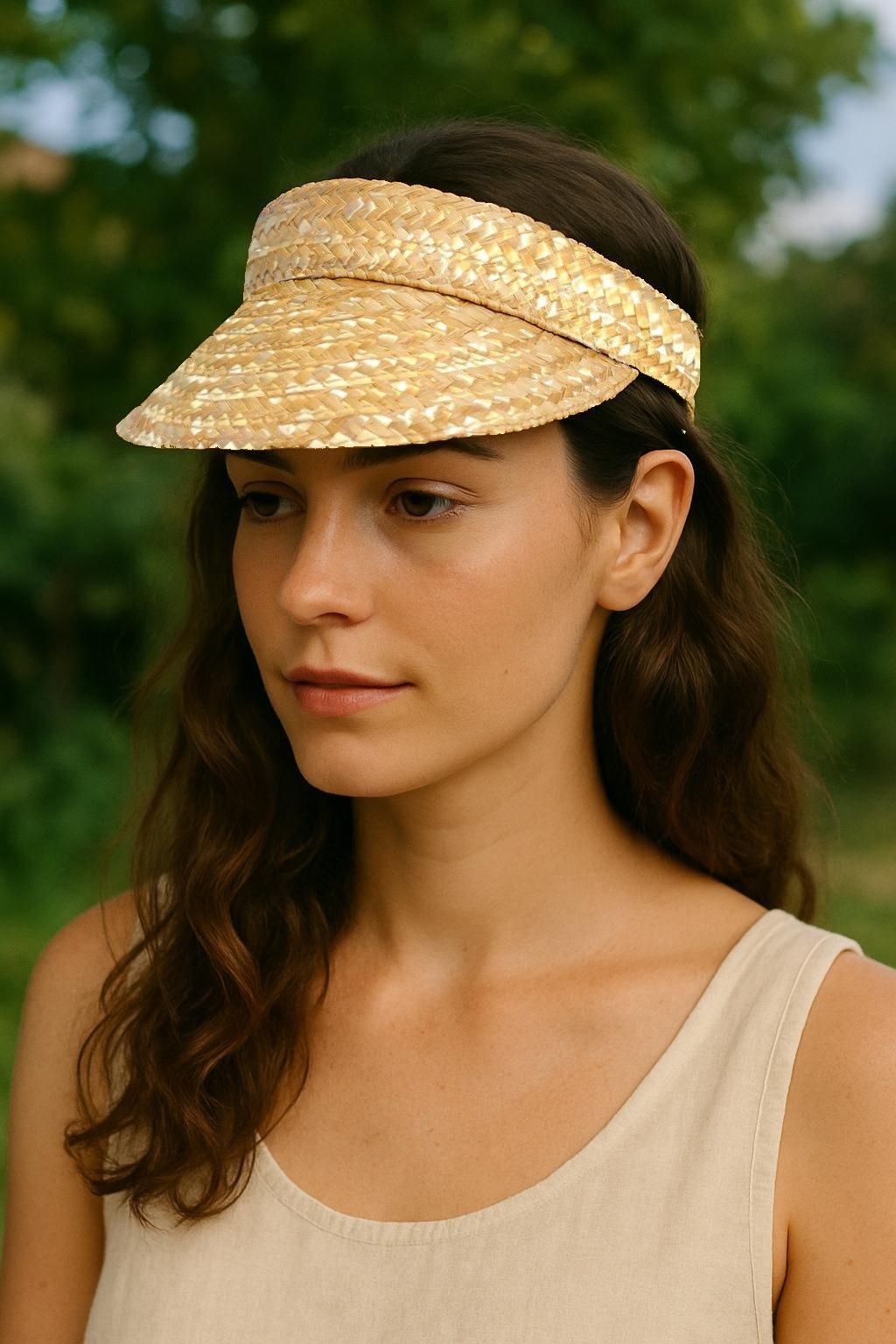 Casquettes Accessoires Beige LINETA JLM-2 CHAPEAU VISIÈRE FAÇON RAPHIA #c Efashion Paris
