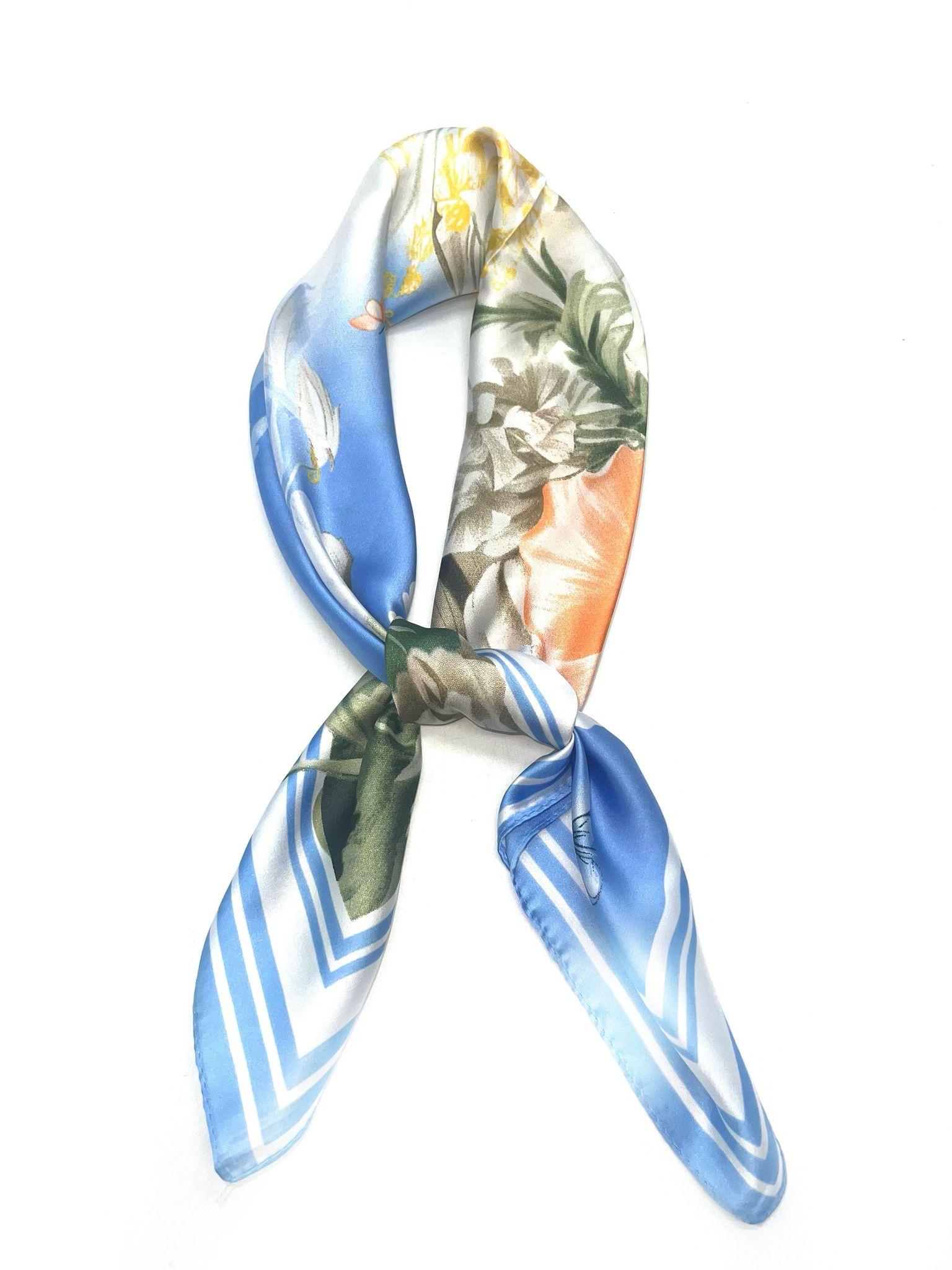Foulards Accessoires Multicolore LINETA D-173 FOULARD TOUCHE SOIE 70X70 MOTIF FLEURI  #c Efashion Paris