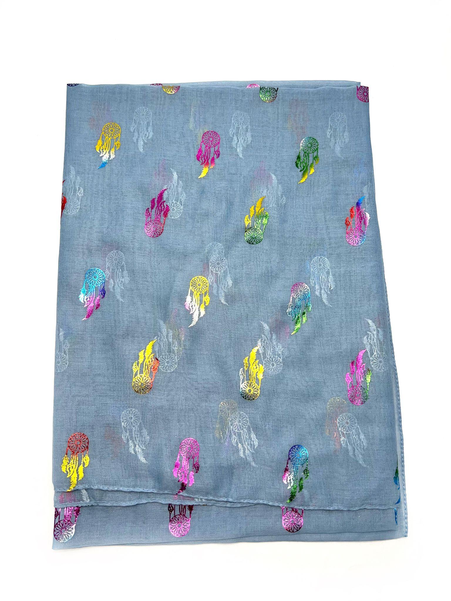 Foulards Accessoires Bleu ciel LINETA B-24 FOULARD LUREX MULTICOLORE MOTIF ATTRAPE RÊVE #c Efashion Paris