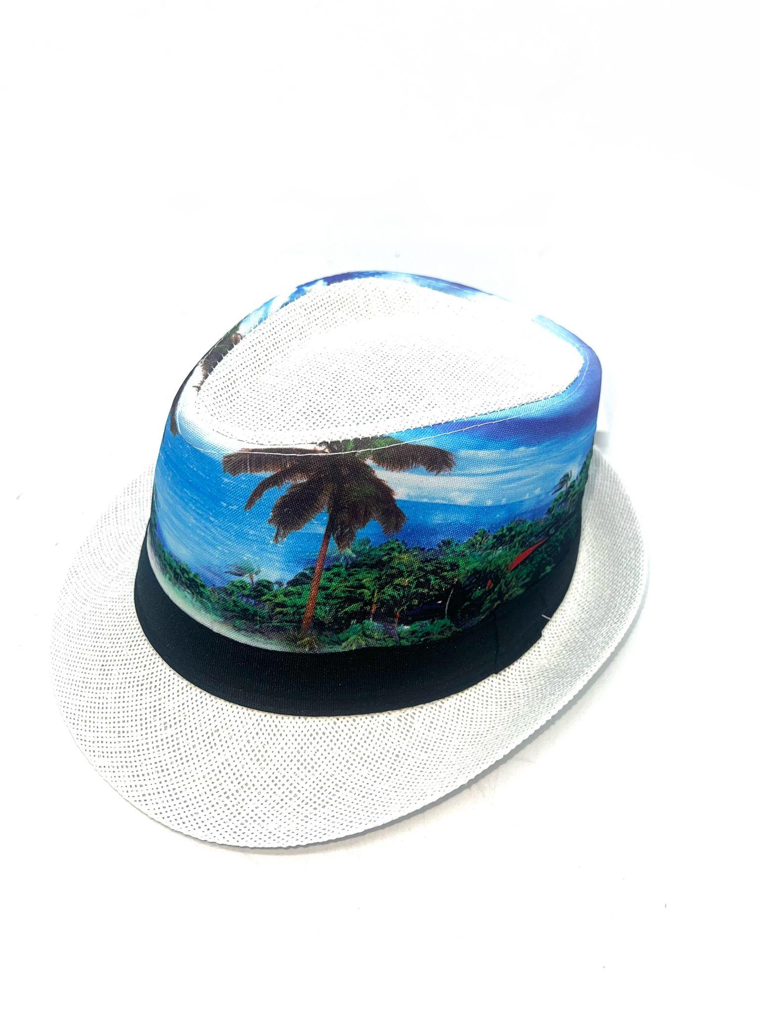 Chapeaux Accessoires Blanc LINETA JD2-21 CHAPEAU IMPRIMER PALMIER  #c Efashion Paris
