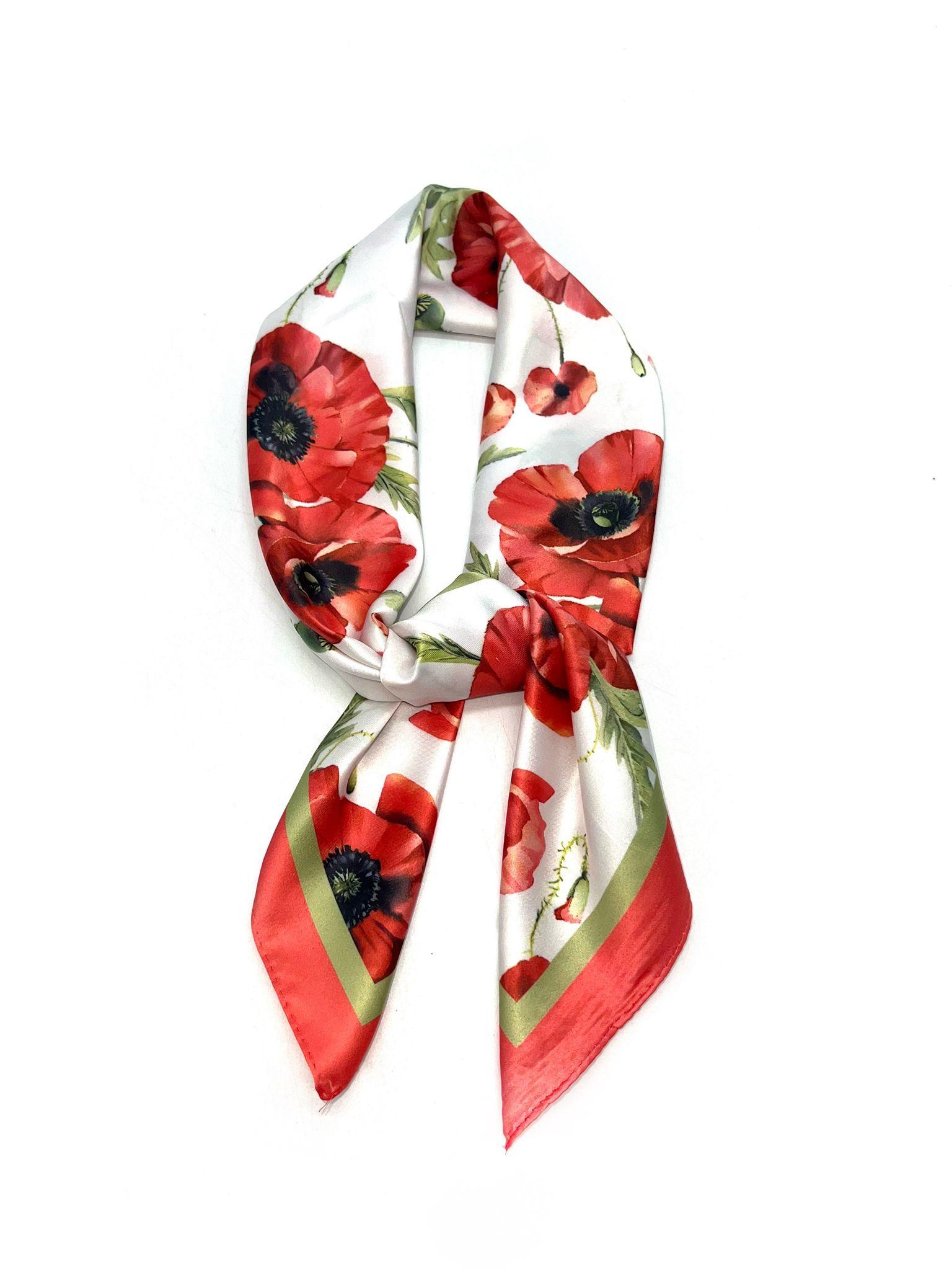 Foulards Accessoires Multicolore LINETA J-141 FOULARD TOUCHE SOIE 70X70 MOTIF COQUELICOT #c Efashion Paris