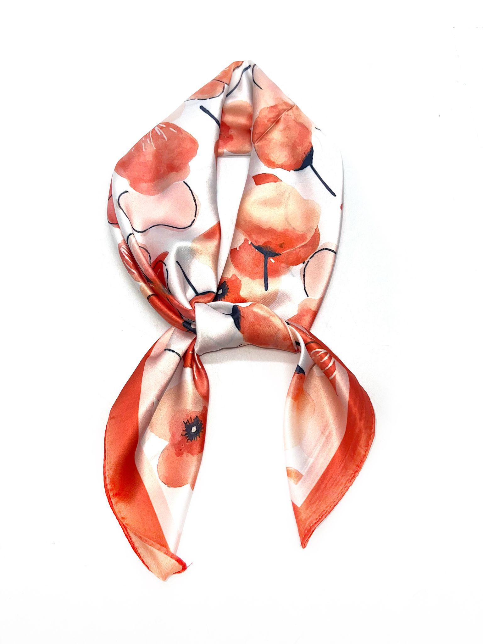 Foulards Accessoires Multicolore LINETA J-140 FOULARD TOUCHE SOIE 70X70 MOTIF COQUELICOT #c Efashion Paris