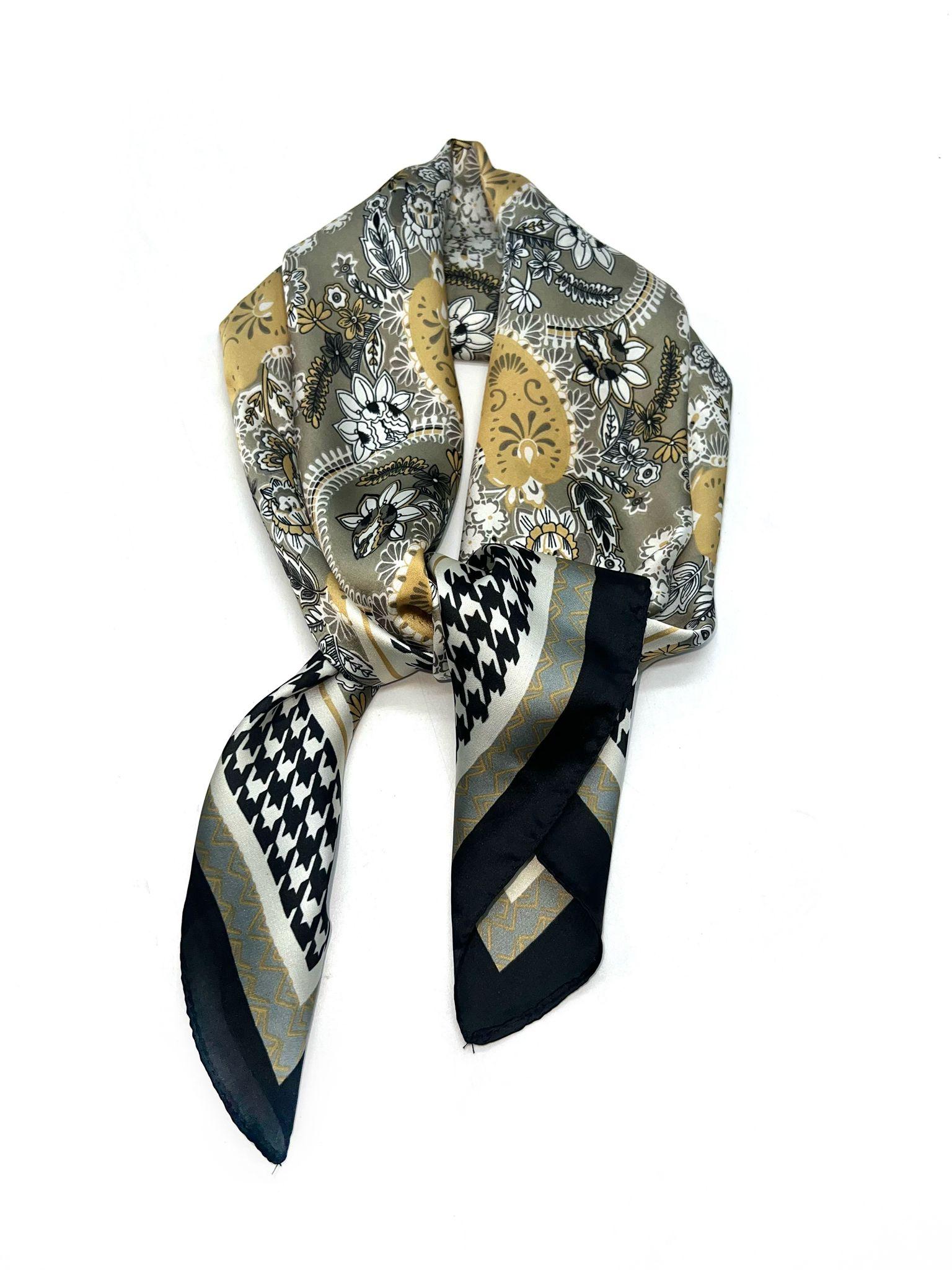 Fulares Complementos Black LINETA D-143 FOULARD TOUCHE SOIE 70X70 #c Efashion Paris