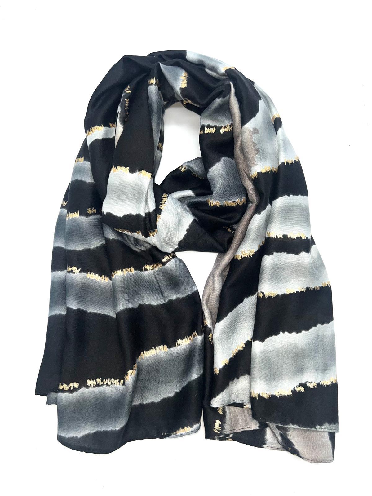 Écharpes Accessoires Beige LINETA HH-293 FOULARD IMPRIMÉ AVEC LUREX #c Efashion Paris