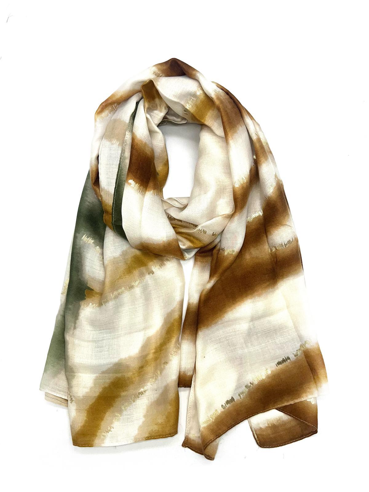 HH-293 FOULARD IMPRIMÉ AVEC LUREX-BEIGE