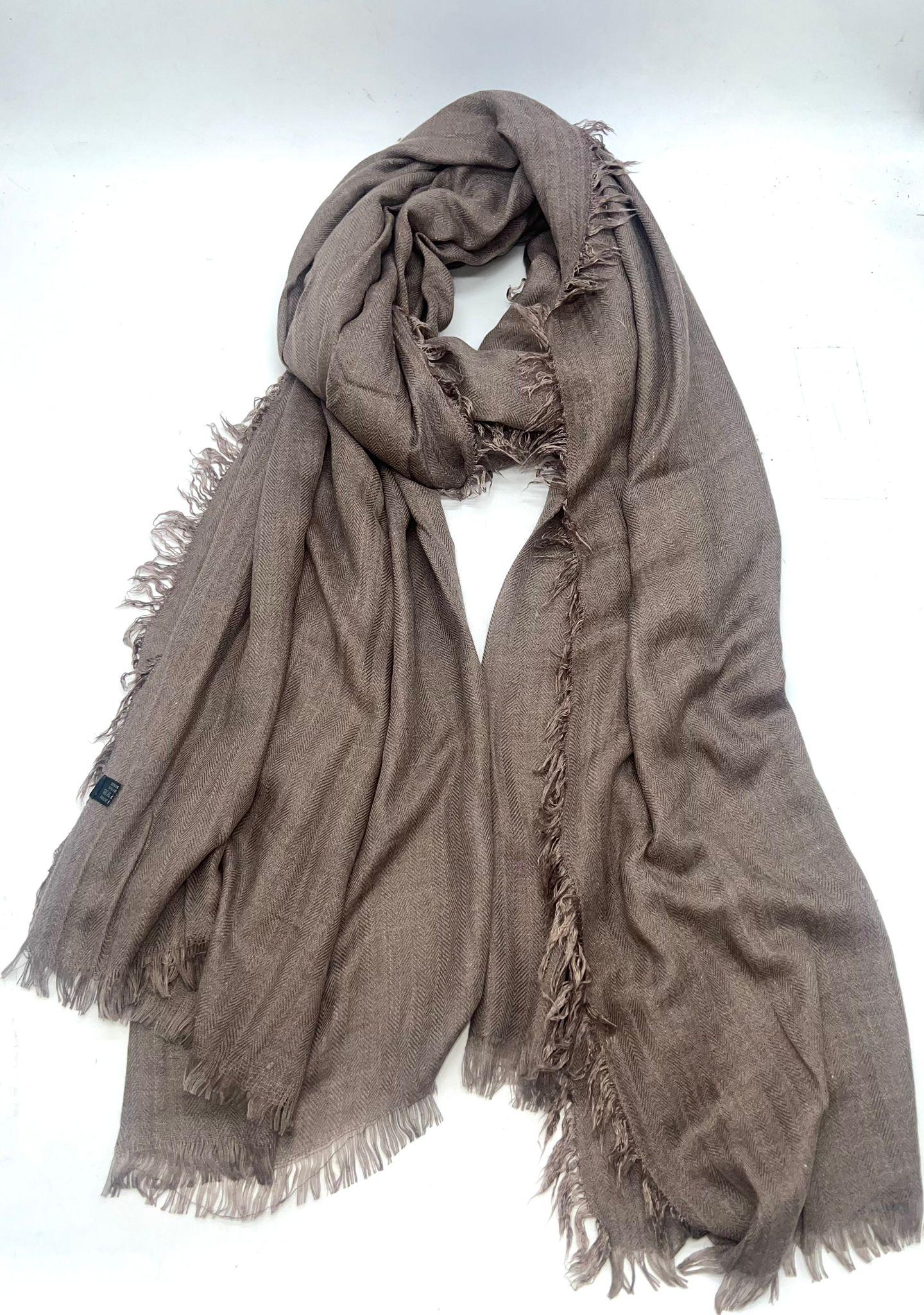 H15-52 GRAND FOULARD UNI MATIÈRE MODAL-MARRON