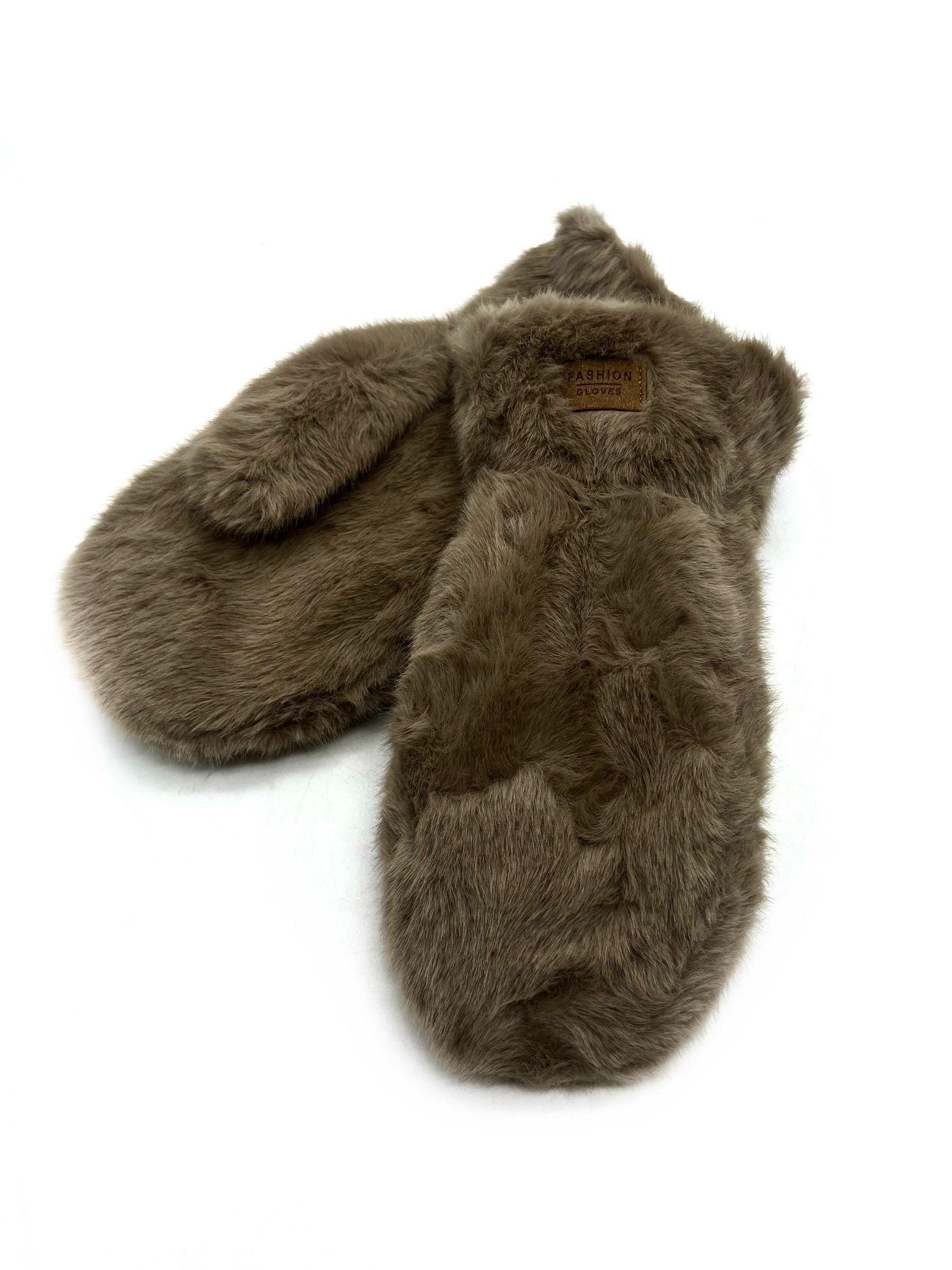 Gants Accessoires Café LINETA ST-3017 GANT MOUFLE EN FAUSSE FOURRURE SYNTHÉTIQUE UNI #c Efashion Paris