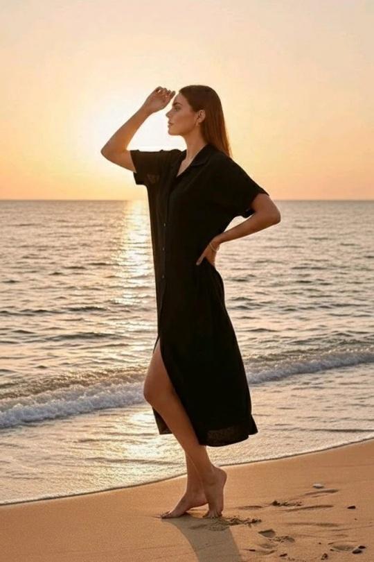 Robes mi-longues Femme Noir RZ FASHION 2392 Efashion Paris