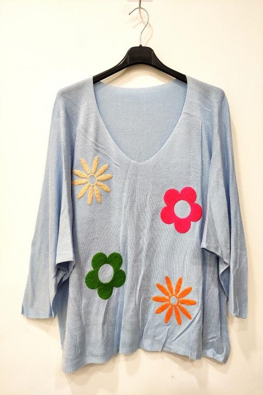 Jumpers Women Sky blue RZ FASHION 7838 Efashion Paris