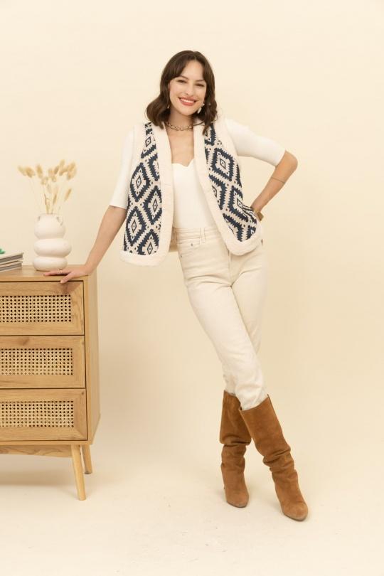 Gilets Femme Bleu INSPIRATION STUDIO 8897 Efashion Paris