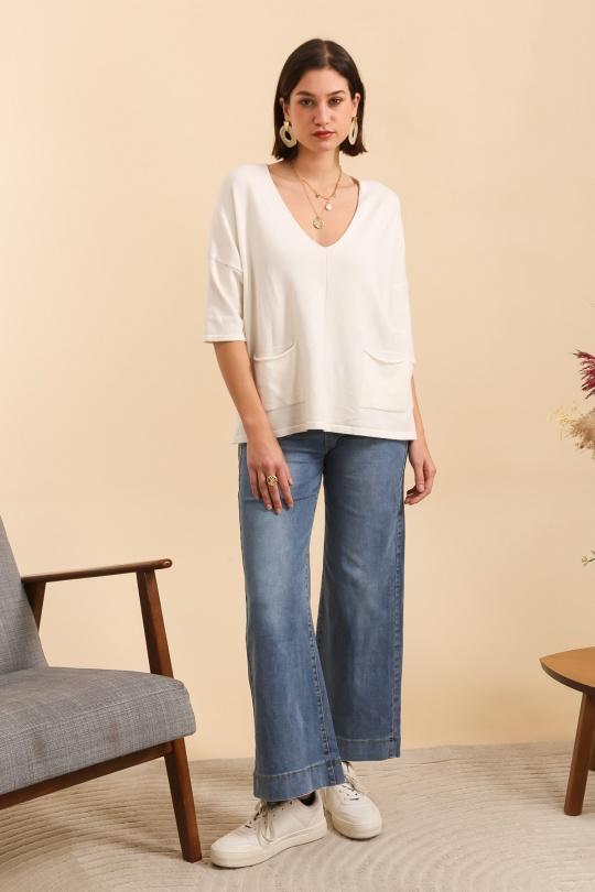 Pulls Femme Ecru INSPIRATION STUDIO ZY026 Efashion Paris