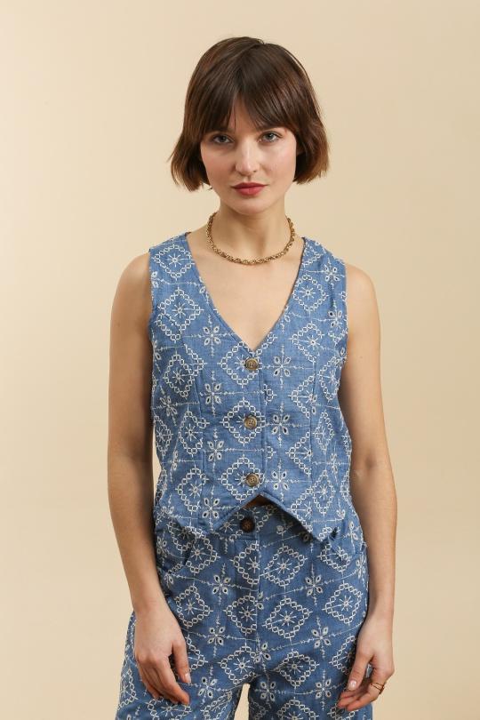 Gilets Femme Bleu INSPIRATION STUDIO X20 Efashion Paris