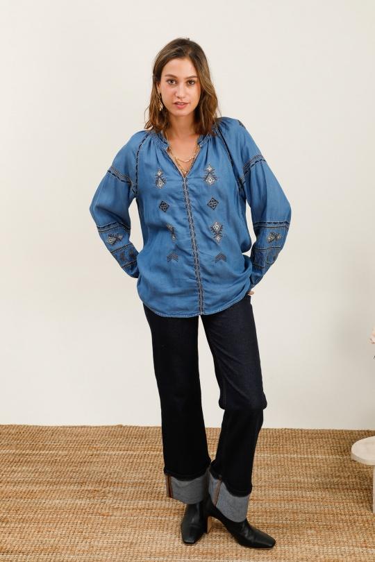 Blusas Mujer DENIM BLUE INSPIRATION STUDIO H002 Efashion Paris