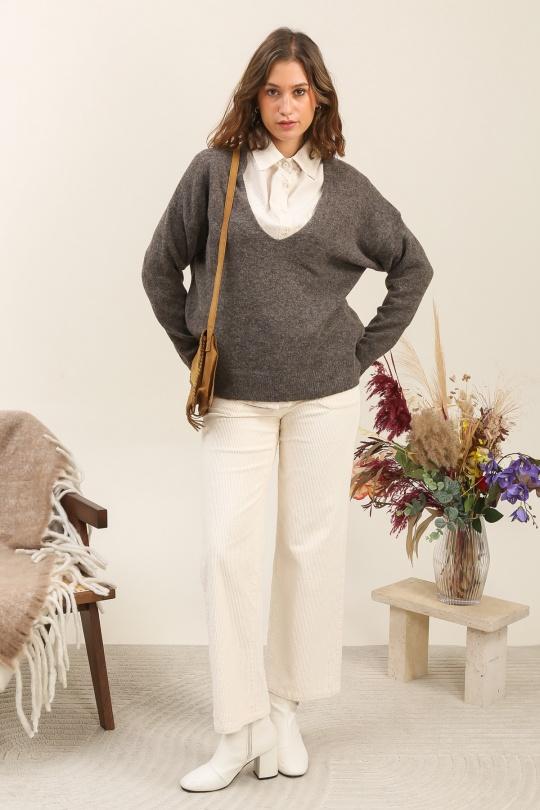 Pulls Femme Brun INSPIRATION STUDIO YM047 Efashion Paris