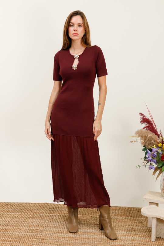 Maxi dresses Women Burgundy MOOYA LZ001 Efashion Paris