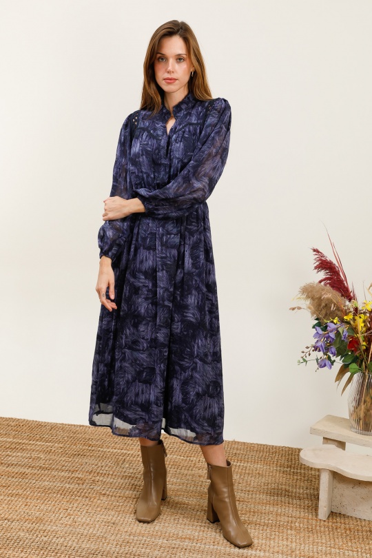 Maxi dresses Women Jean blue MOOYA M211 Efashion Paris