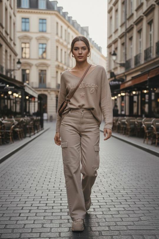 Pulls Femme Beige MOOYA I1702-002 Efashion Paris
