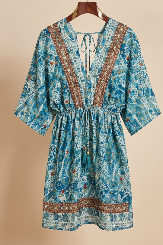 Robes courtes Femme Bleu MOOYA AL251 Efashion Paris