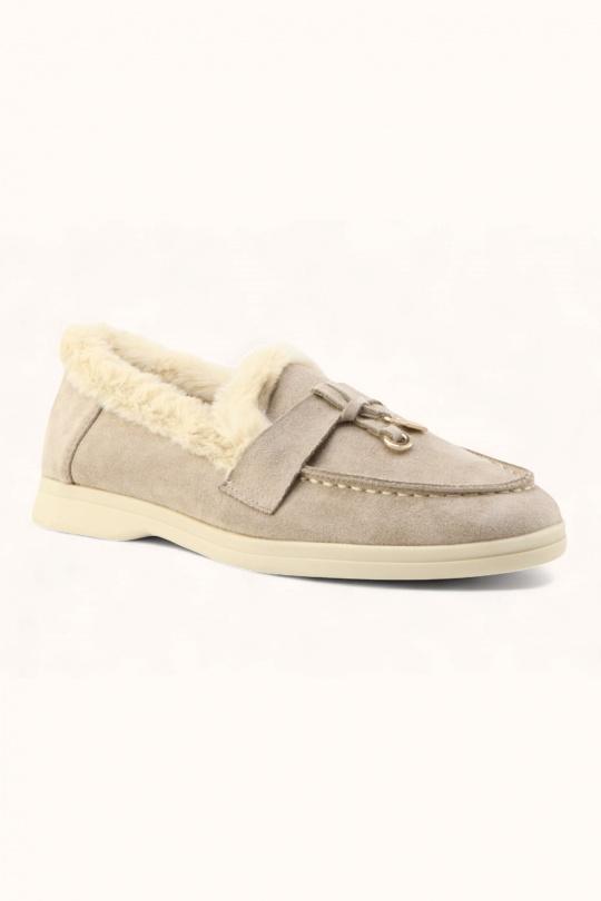 Mocassins Chaussures Taupe Jin Ma Shoes 9043-01 Efashion Paris
