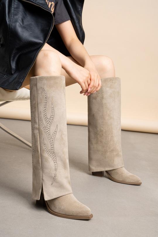 Bottes Chaussures Taupe Jin Ma Shoes 8686 Efashion Paris