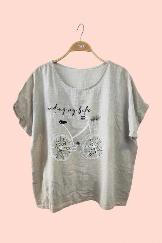 Camisetas Mujer Beige ALYRA MG1958-PE25-BICYCLETTE Efashion Paris
