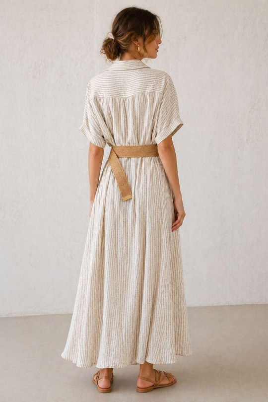 Robes longues Femme Beige ALYRA 1022-PE26-RAYURE Efashion Paris