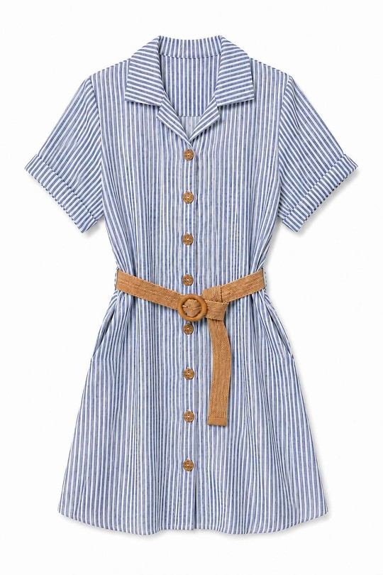 Robes courtes Femme Bleu marine ALYRA 1026-PE26-RAYURE Efashion Paris
