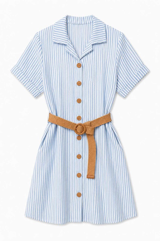 Robes courtes Femme Bleu marine ALYRA 1026-PE26-RAYURE Efashion Paris
