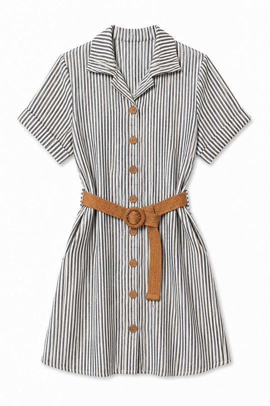 Robes courtes Femme Bleu marine ALYRA 1026-PE26-RAYURE Efashion Paris