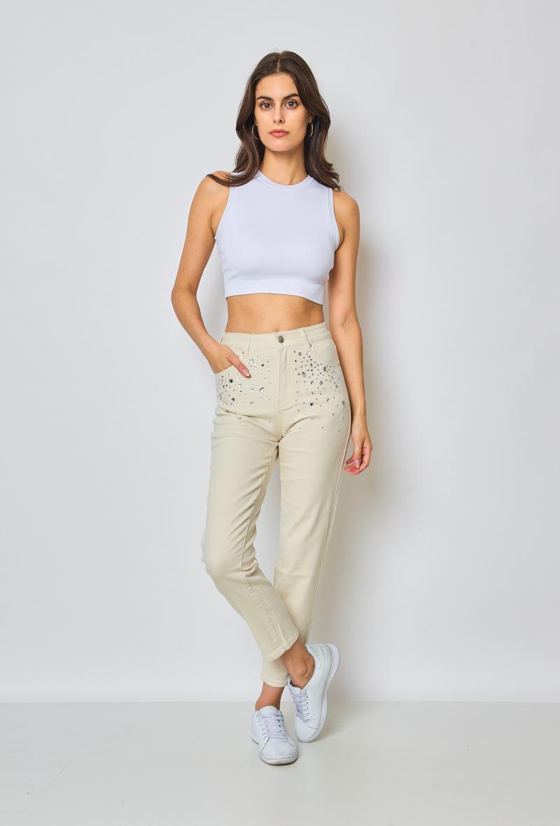 Jeans Femme Beige VETIS MG242 #c Efashion Paris