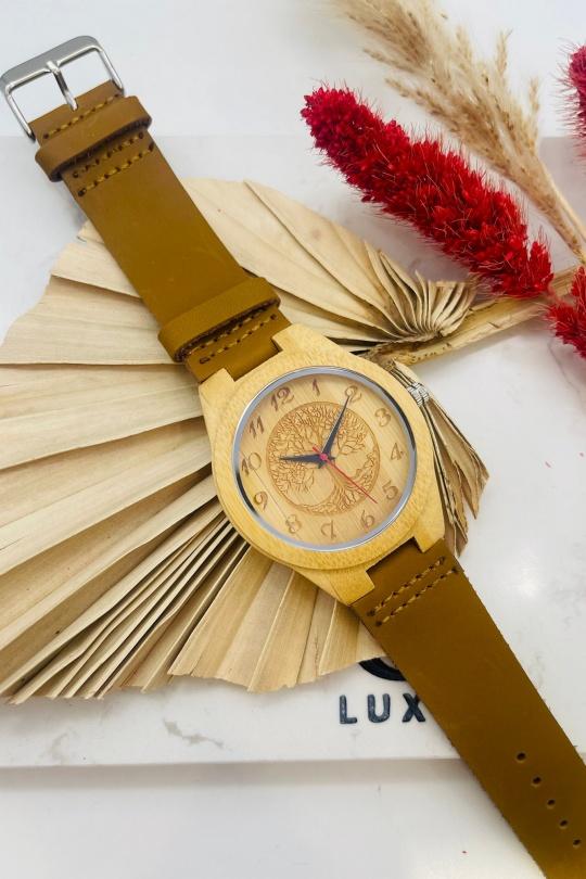 Man Watches Accessories White MICHAEL JOHN ET GG LUXE MONTRE HOMME BOIS BRACELET CUIR 3 Efashion Paris