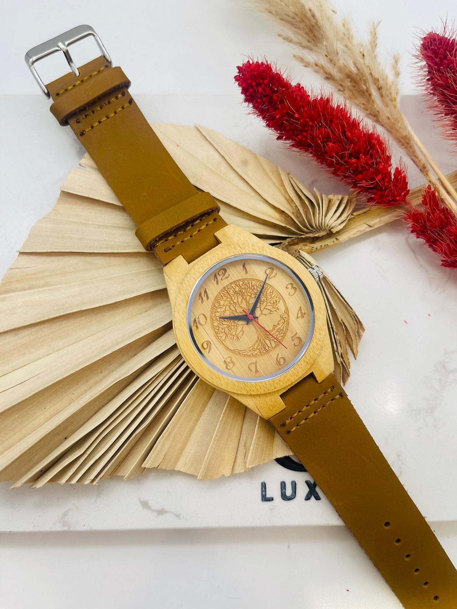Man Watches Accessories White MICHAEL JOHN ET GG LUXE MONTRE HOMME BOIS BRACELET CUIR 3 #c Efashion Paris