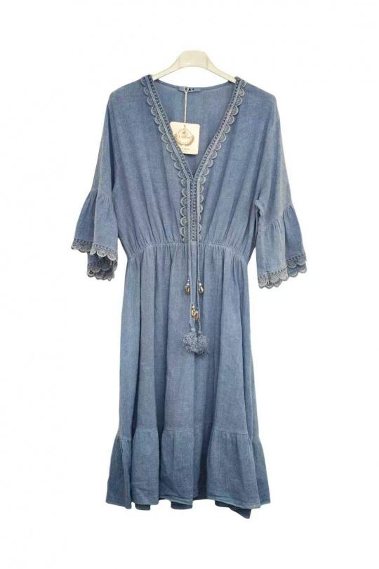 Robes mi-longues Femme Kaki Lily Fashion 6218 Efashion Paris