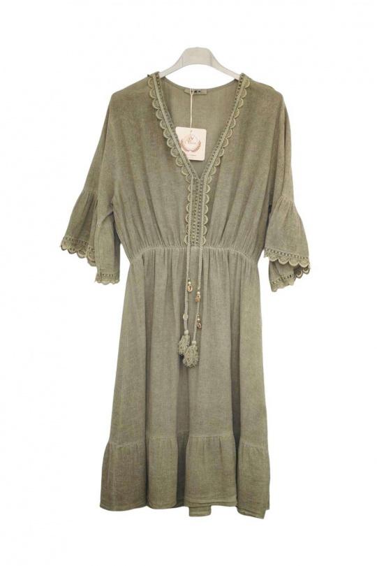 Robes mi-longues Femme Kaki Lily Fashion 6218 Efashion Paris