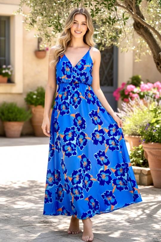 Robes longues Femme Bleu Archie Love 8357-BLEU Efashion Paris