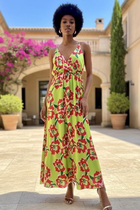 Robes longues Femme Vert Archie Love 8357-VERT Efashion Paris