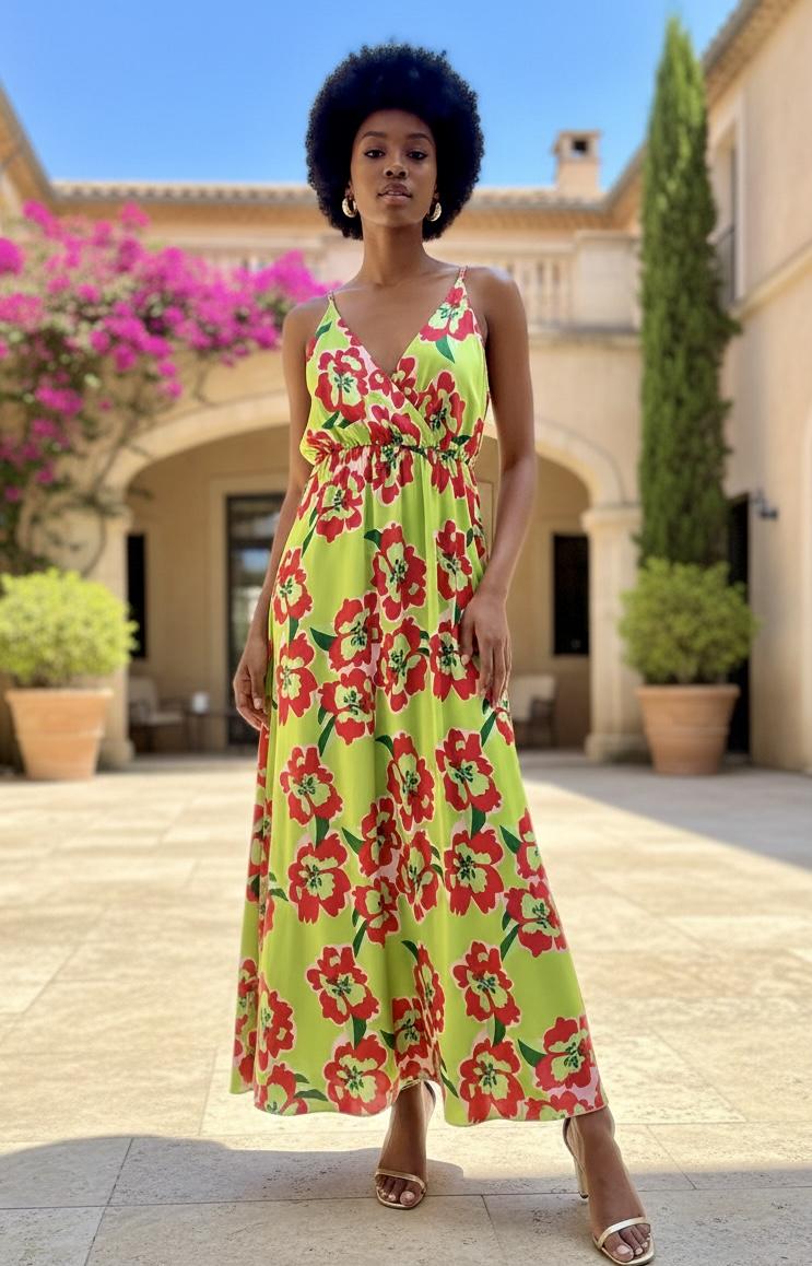 Robes longues Femme Vert Archie Love 8357-VERT #c Efashion Paris