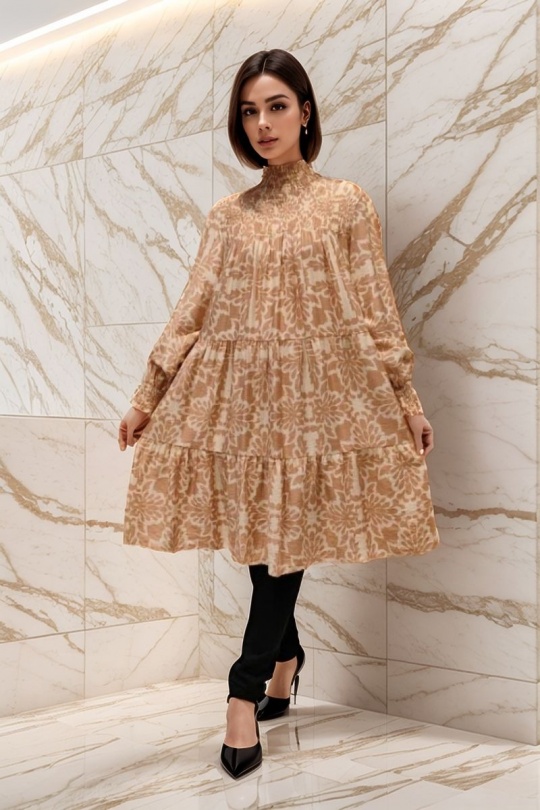 Robes courtes Femme Beige LUSA 925-1 Efashion Paris