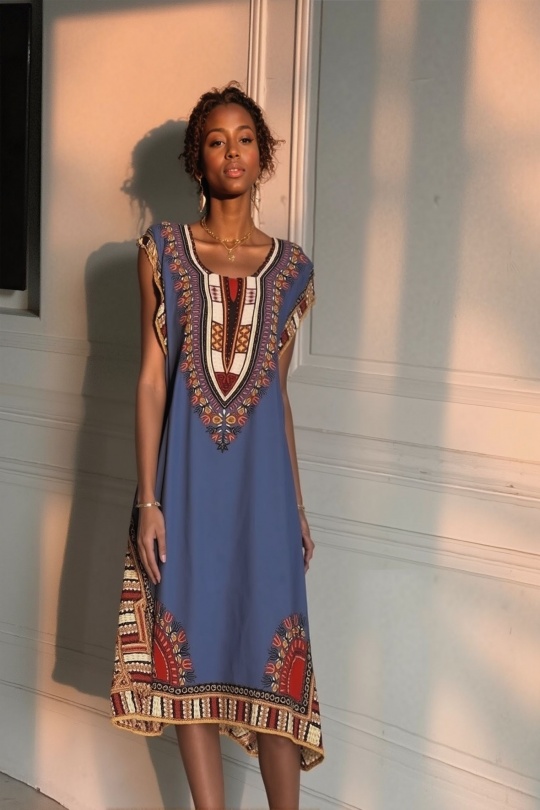 Midi dresses Women Blue LUSA 1208-3 Efashion Paris