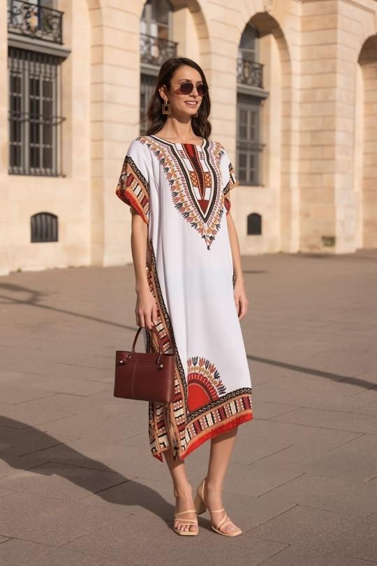 Midi dresses Women Mixed colors LUSA 1208-3 Efashion Paris
