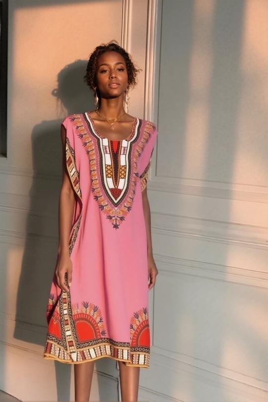 Midi dresses Women Mixed colors LUSA 1208-3 Efashion Paris