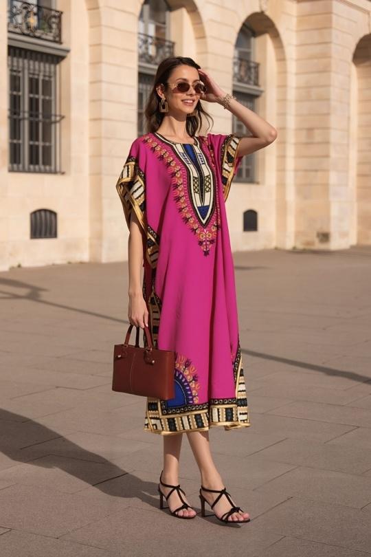 Midi dresses Women Mixed colors LUSA 1208-3 Efashion Paris