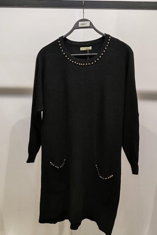 Midi dresses Women Black LUSA H2611 Efashion Paris
