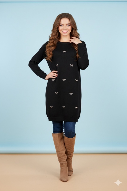 Midi dresses Women Black LUSA H2623 Efashion Paris
